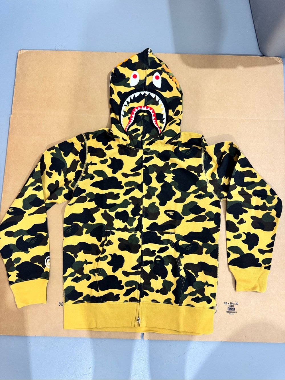 Bape Yellow & Black Camo Shark Full Zip Hoodie
